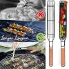 1pc Camping Barbecue BBQ Grilling Basket Charcoal Grill Outdoors Grill Tools Portable Non-Stick Roasting Meat Accessories Picnic