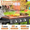 Foldable 3-Burner Flat Top Gas Griddle Cooking Station