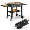 Foldable 2-Burner Flat Top Gas Griddle Cooking Station